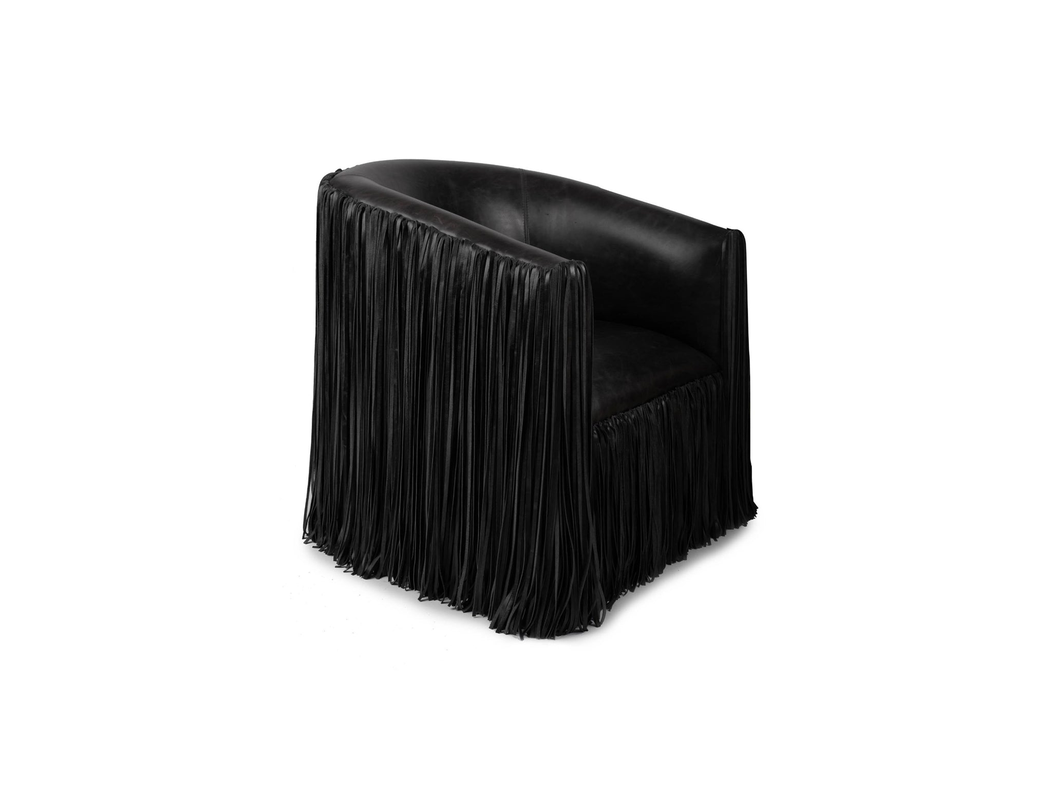 Shaggy Leather Swivel Chair