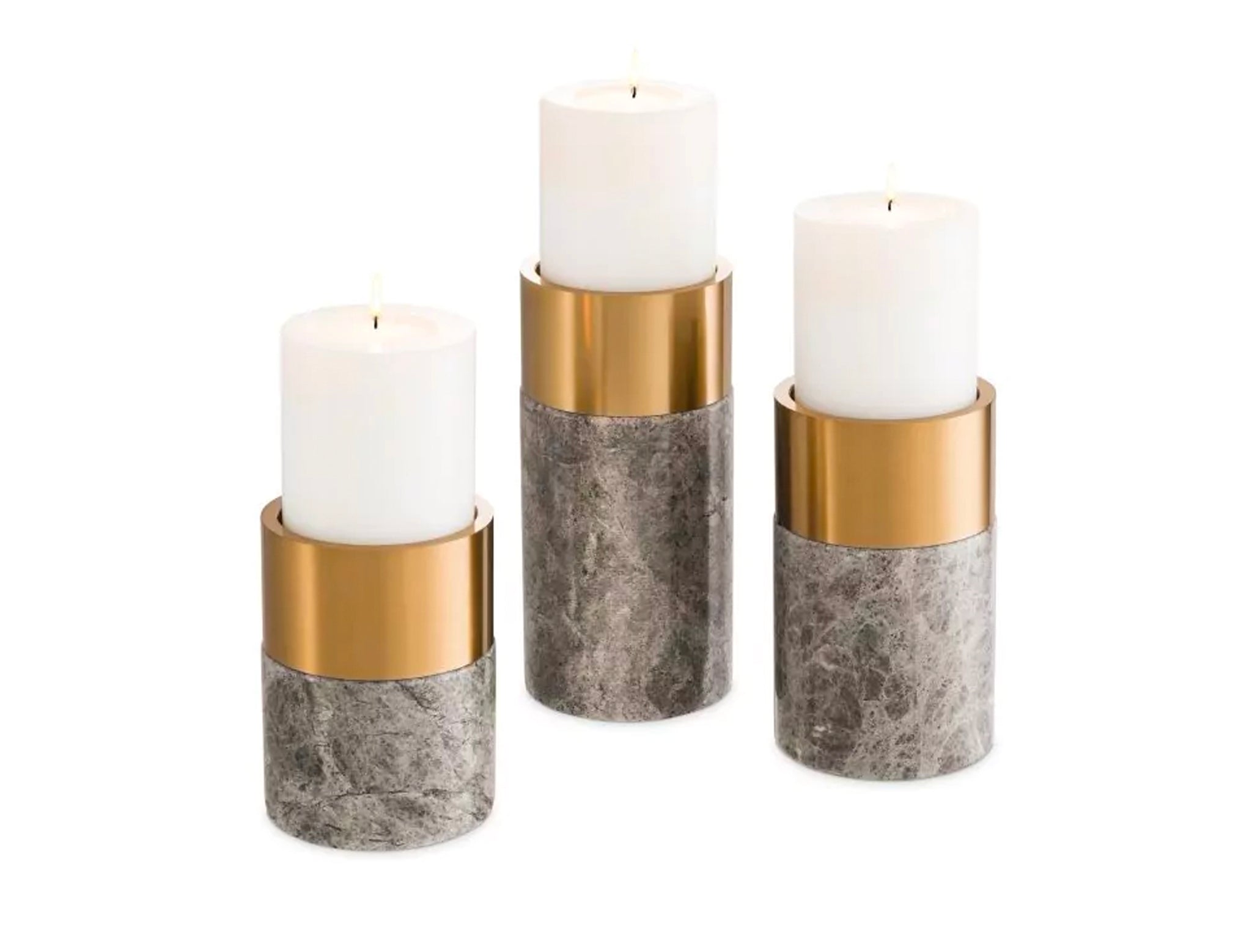 Avante Candle Holders, Grey Marble